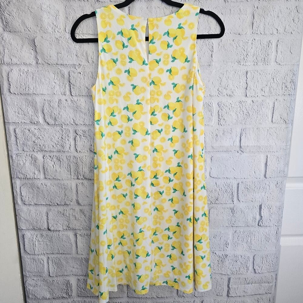 Pappagallo White Boho Spring‎ Lemon Print Butter Yellow Midi Dress Small - Picture 3 of 12